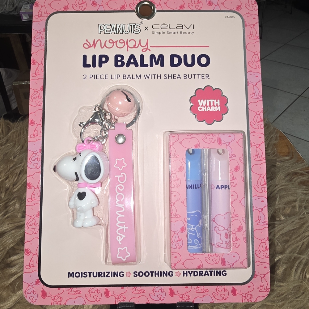 Peanuts Snoopy Pink Lip Balm Set with Charm